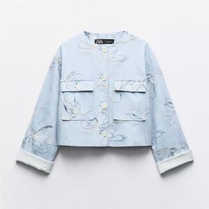 Zara Light Blue Floral Women's Jacket